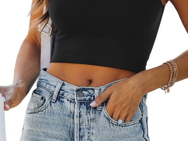 Womens Sexy Sleeveless Double Lined Crop Tops Workout Cute Tight Racerback Tank Tops Summer Clothes Teen Girls
