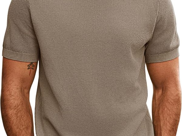 Mens Casual T Shirts Classic Short Sleeve Knit Tees Crewneck Solid Tee Shirts